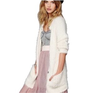 Figs Pale pink Cardigan Sweater Cozy Eyelet‎ Knit